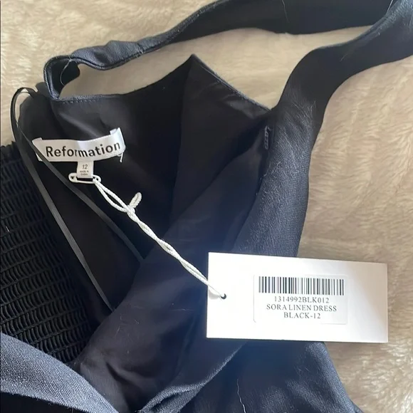 Reformation Black Linen Dress NWT - Picture 6 of 9
